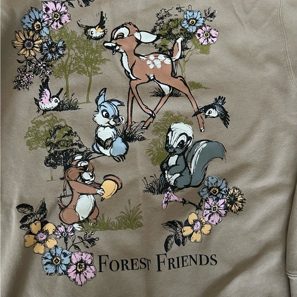 Disney Bambi Forest Friends Hoodie Size Medium Light Brown full zip pockets soft - Picture 5 of 10
